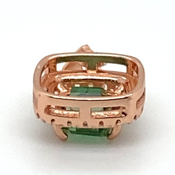 Green Tourmaline 1.04ct Rose Gold Finish Solid 925 Sterling Silver Pendant - Picture 6 of 6